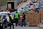 pennsylvania, covid-19, food bank drive through in la and pennsylvania overrun by hundreds of unemployed americans, Food bank