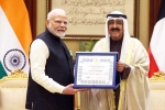 Narendra Modi trip, Narendra Modi in Kuwait, narendra modi gets kuwait s highest honour, George h w bush