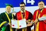 Ram Charan Doctorate felicitated, Vels University, ram charan felicitated with doctorate in chennai, University